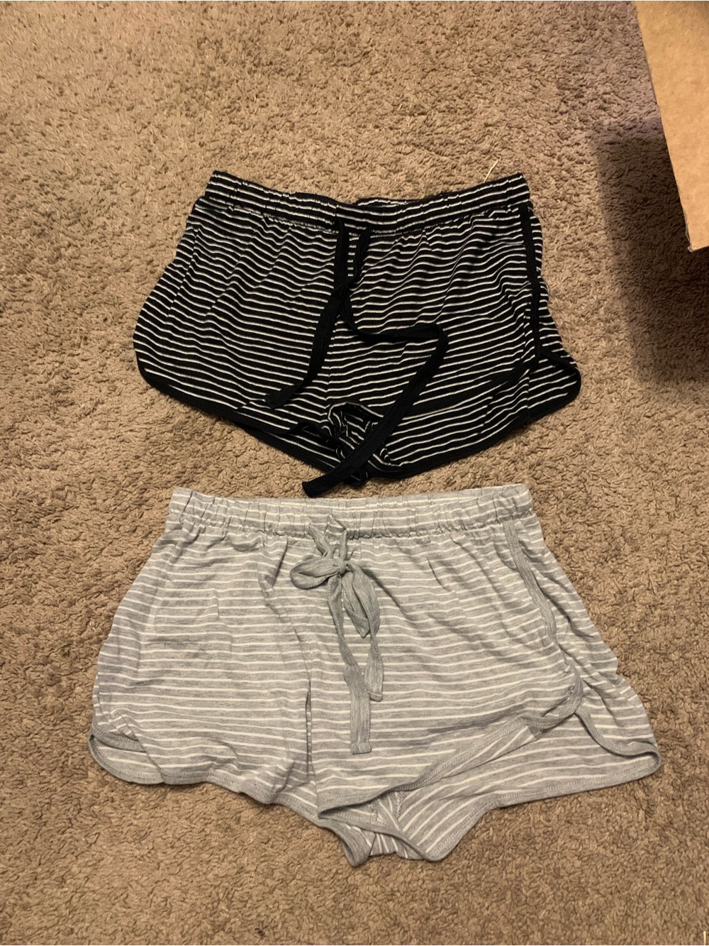Forever 21 Striped Knit Lounge Shorts — Black & Light Gray